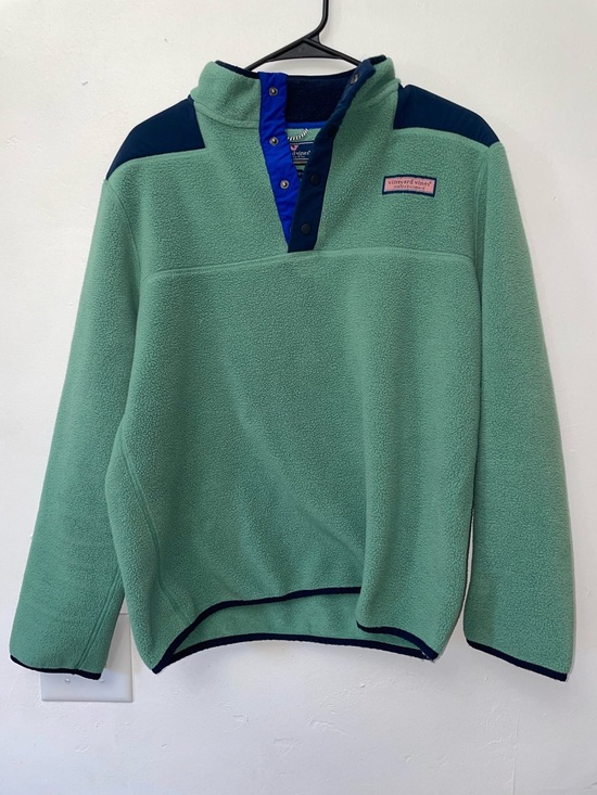 Vineyard Vines Sweaters - Vineyard Vines Shep Shirt Fleece Pullover Womens Medium Green Snap Front